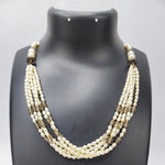 Load image into Gallery viewer, Pearls with Smokey Quartz Necklace - Five Layered
