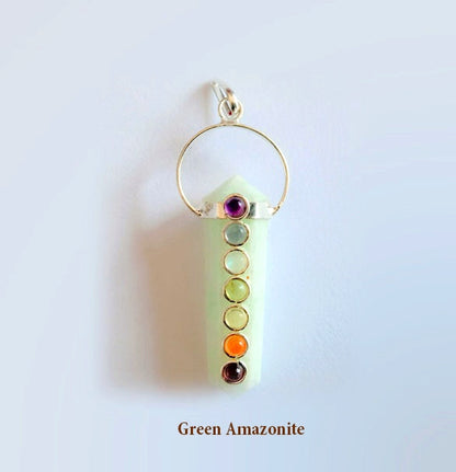 Double Pointed with Chakra Stones Pendant