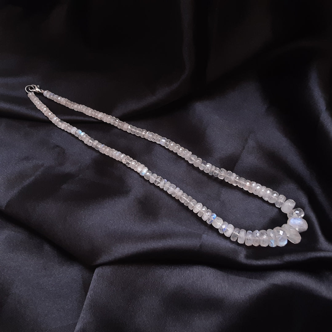 Rainbow Moonstone Necklace: Oval Beads 2mm