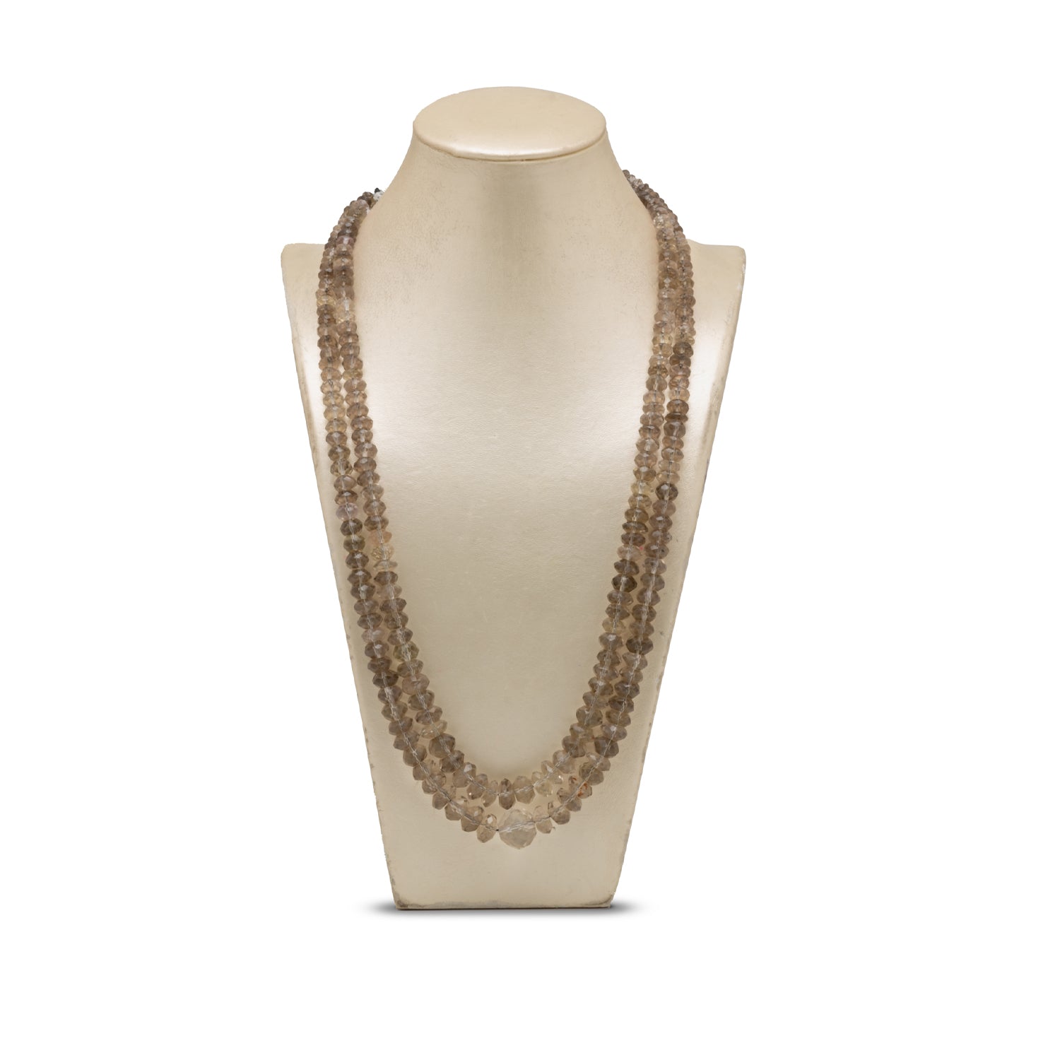 Smokey Quartz Oval Beads 2 Layer Necklace