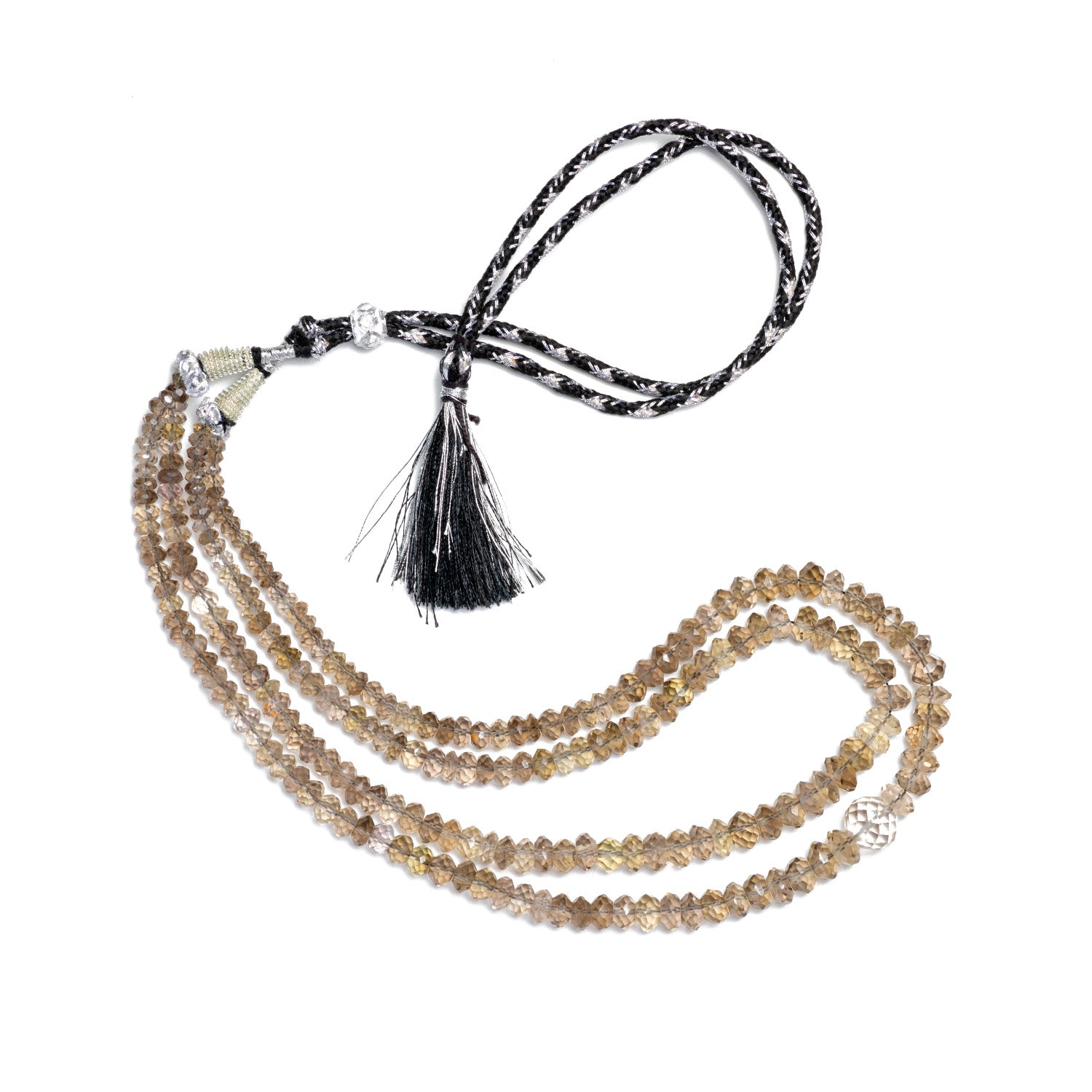 Smokey Quartz Oval Beads 2 Layer Necklace