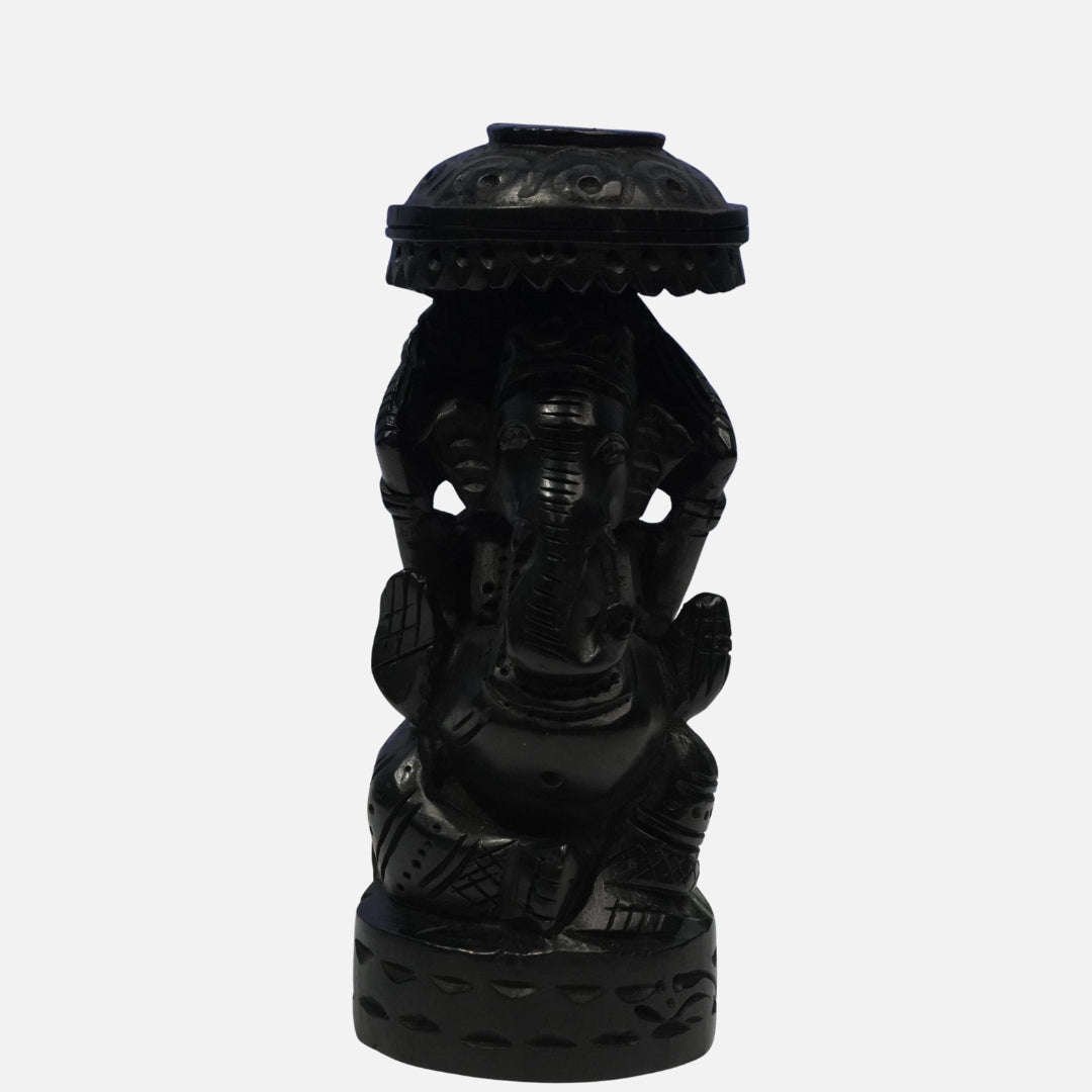 Karungali Ganesha Idol - Chatra-Mukuta Vigneshwara: Auspicious & Sacred