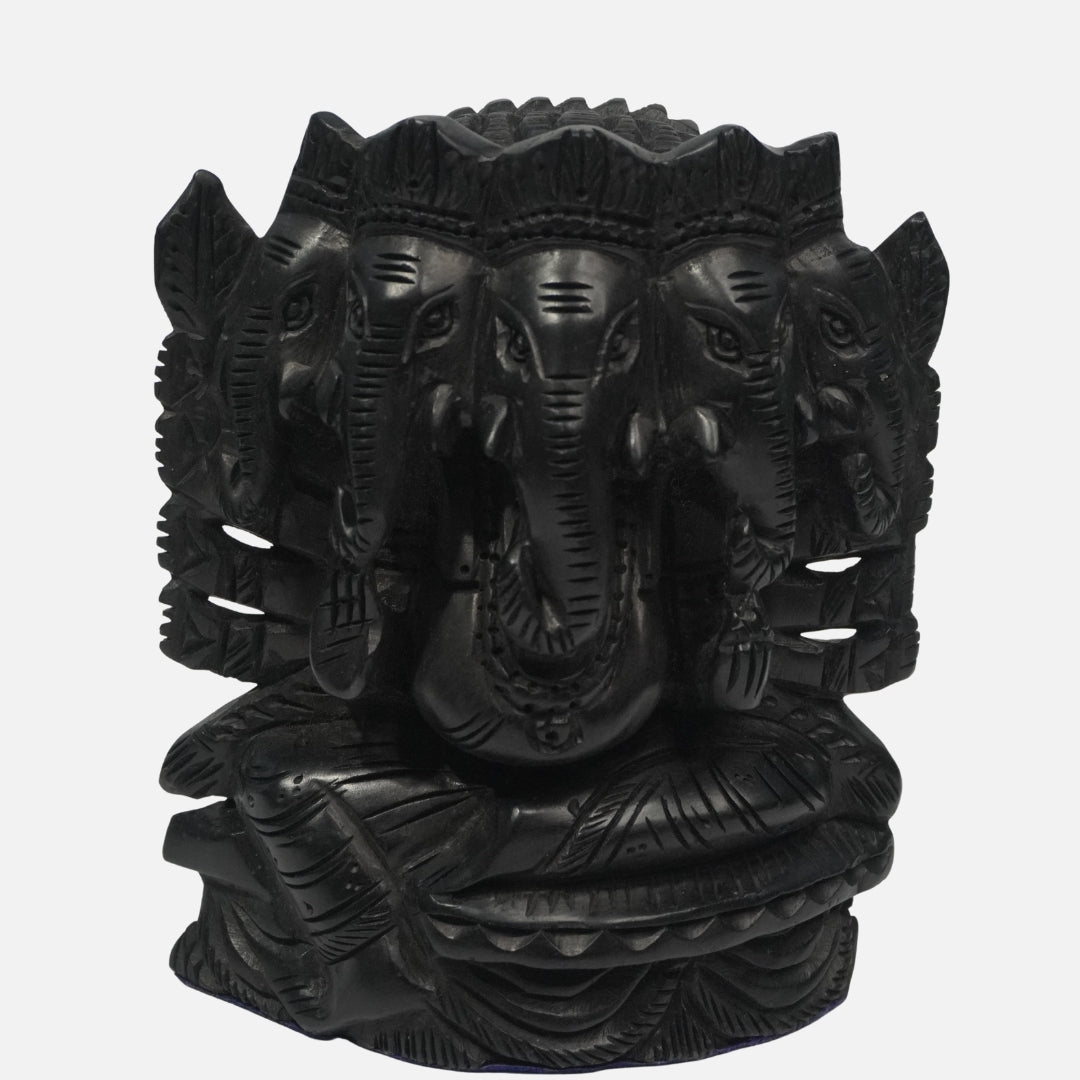 Karungali Ganesha Idol - Panchamukhi Mahaganapathi: Divine Protection & Prosperity