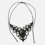 Load image into Gallery viewer, Black Onyx Necklace: Concentration - Black Thread Designed
