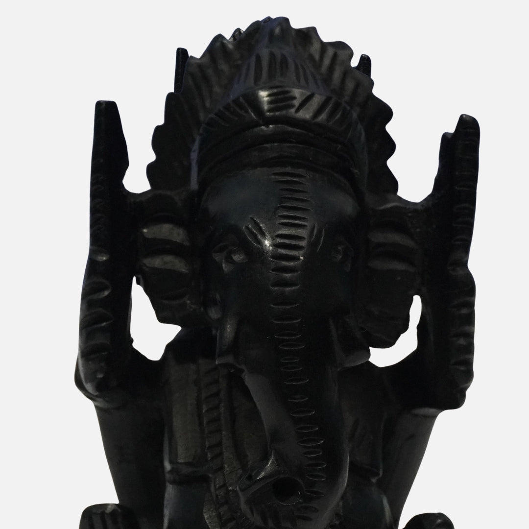 Karungali Ganesha Idol - Kirita Vinayaka : Divine Protection & Prosperity