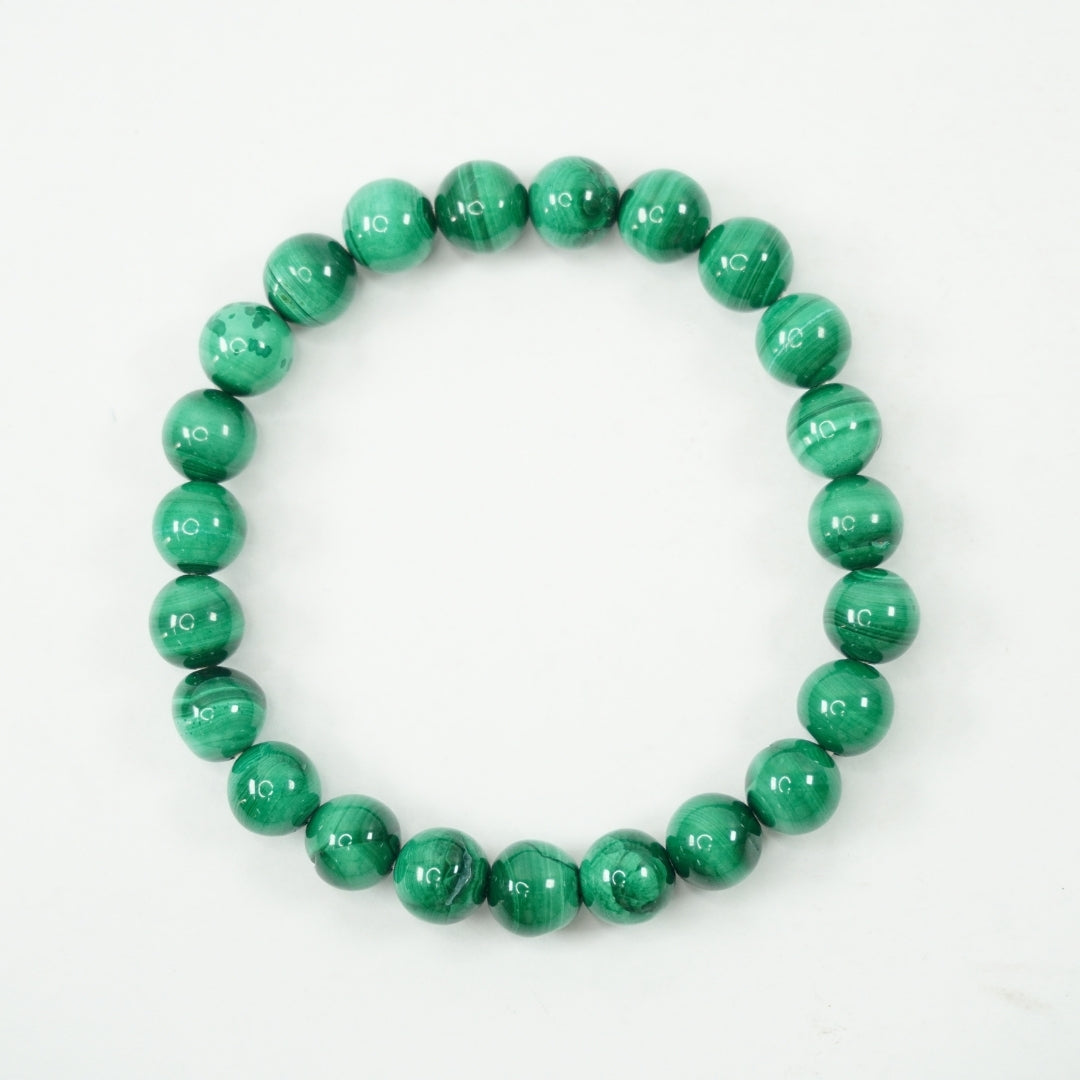 Malachite Bracelet: Transformation - Round Beads 8mm