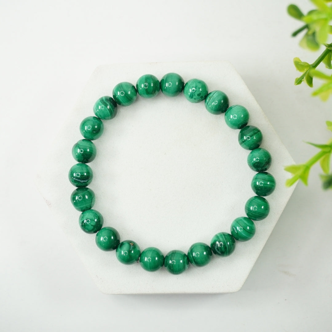 Malachite Bracelet: Transformation - Round Beads 8mm