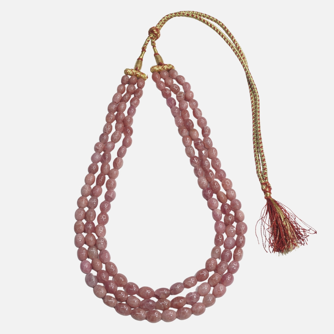 Pink Quartz Necklace - 3 Layer
