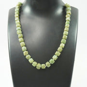 Dark Amazonite Necklace: with Pearl Square Beads 1 Layer