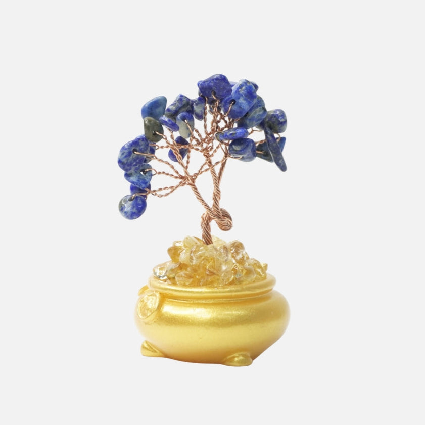 Lapis Lazuli Crystal Tree (Yellow Vase Base): Wisdom & Truth