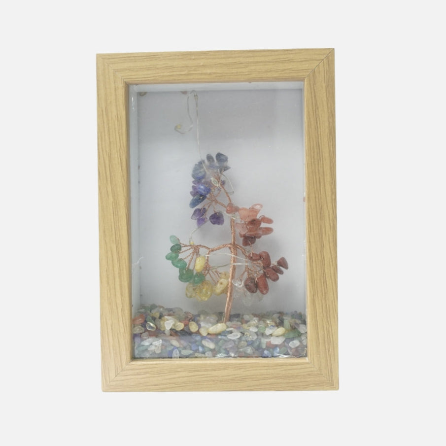 Multicolour Quartz Crystal Tree (Wooden Frame): Harmony & Balance Art