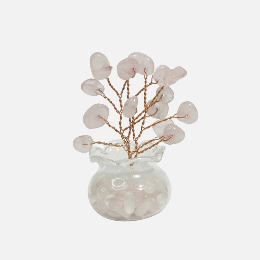 Rose Quartz Crystal Tree (Gravel Vase Base): Love & Harmony