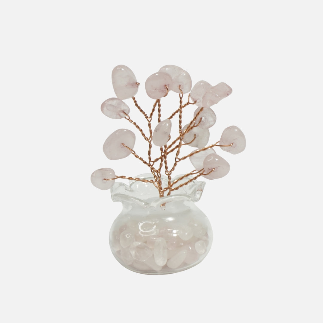 Rose Quartz Crystal Tree (Gravel Vase Base): Love & Harmony