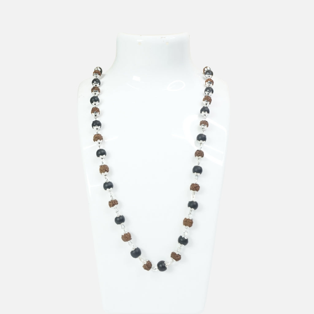 Silver Plated Divya Rudraksha Karungali Mala : Protection, Purity & Strength
