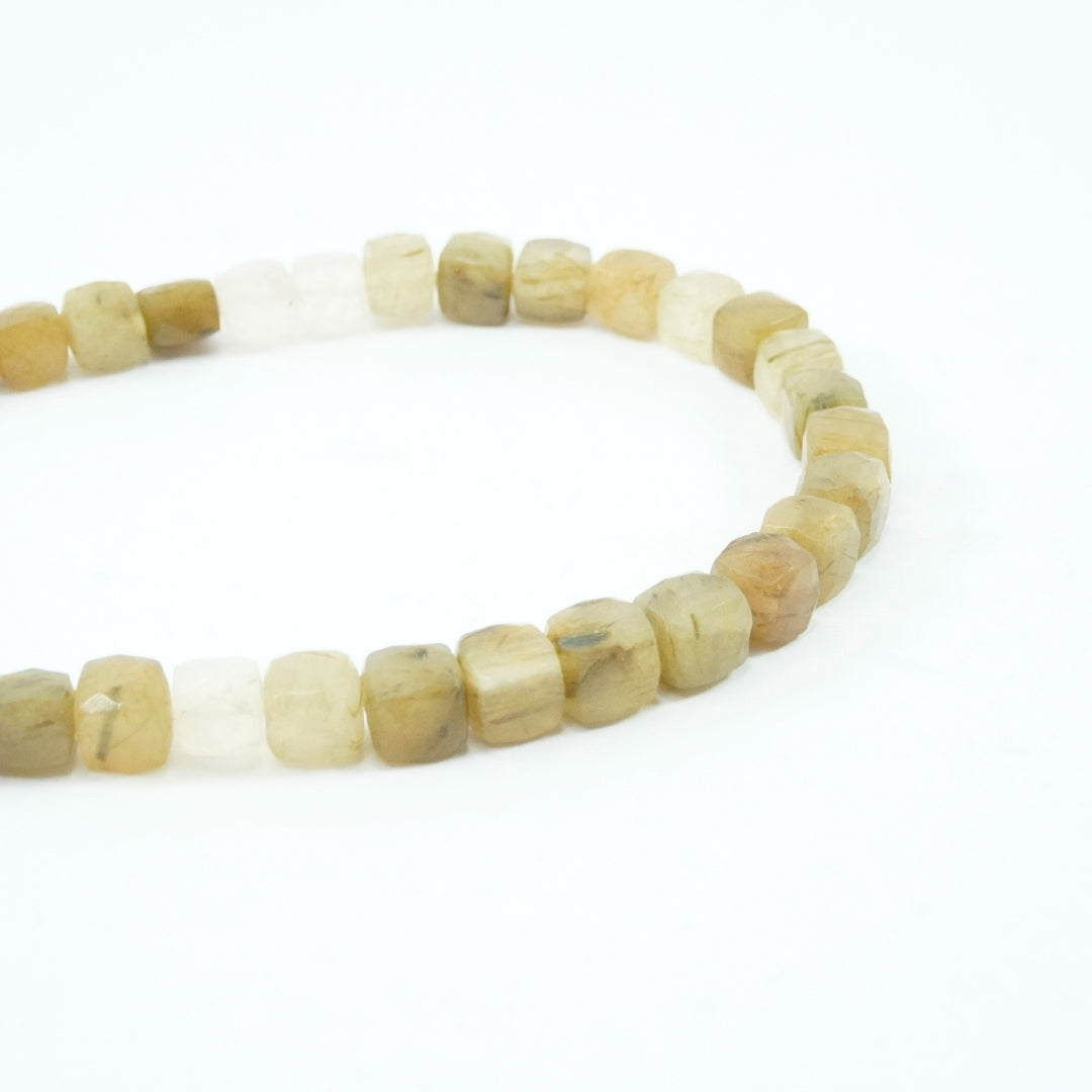 Golden Rutilated Quartz Necklace - Square Beads 1 Layer