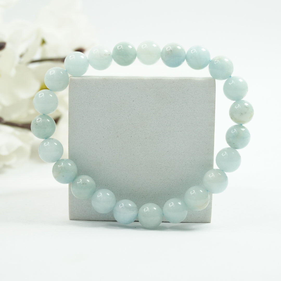 Aquamarine Bracelet: Courage - Round Beads