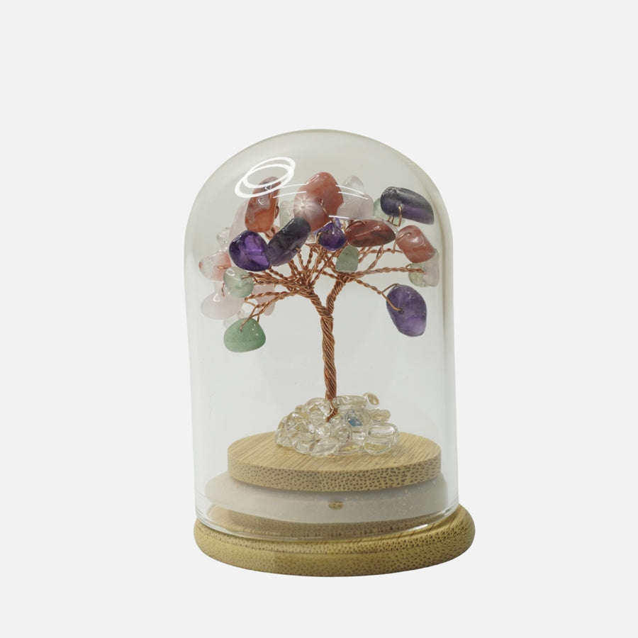 Multicolour Quartz Crystal Tree (Glass Covered): Harmony & Balance