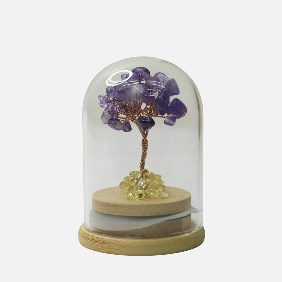 Amethyst Crystal Tree: Glass Covered