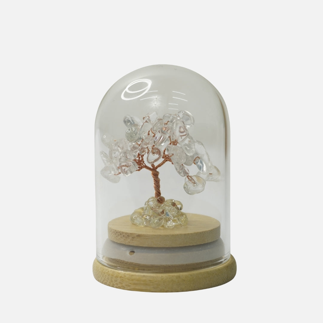 Clear Quartz Crystal Tree (Glass Covered): Clarity & Healing Energy