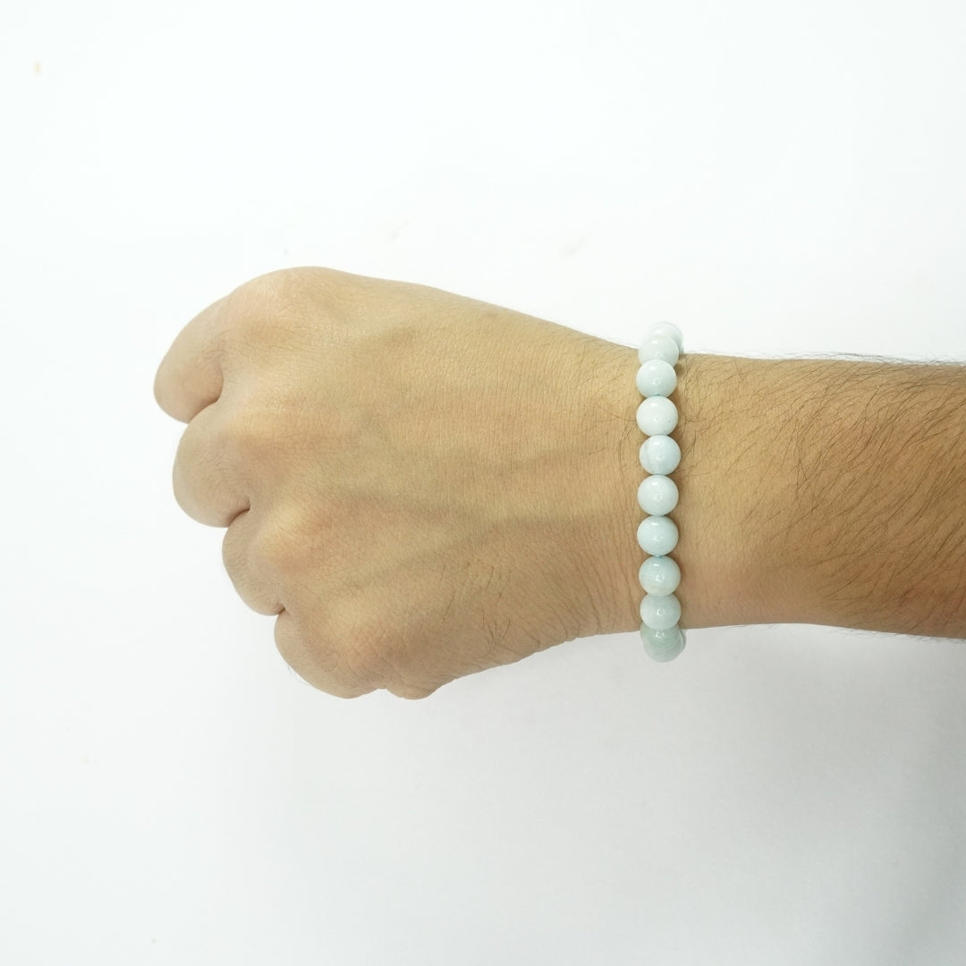 Aquamarine Bracelet: Courage - Round Beads