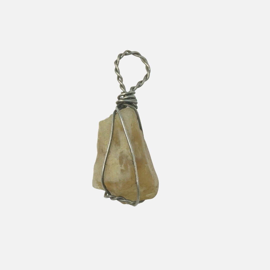 Citrine Pendant: Abundance - with Metal Wire Pendant