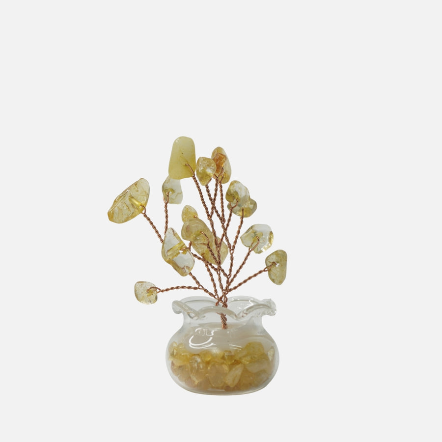 Citrine Crystal Tree (Gravel Vase Base): Abundance & Success