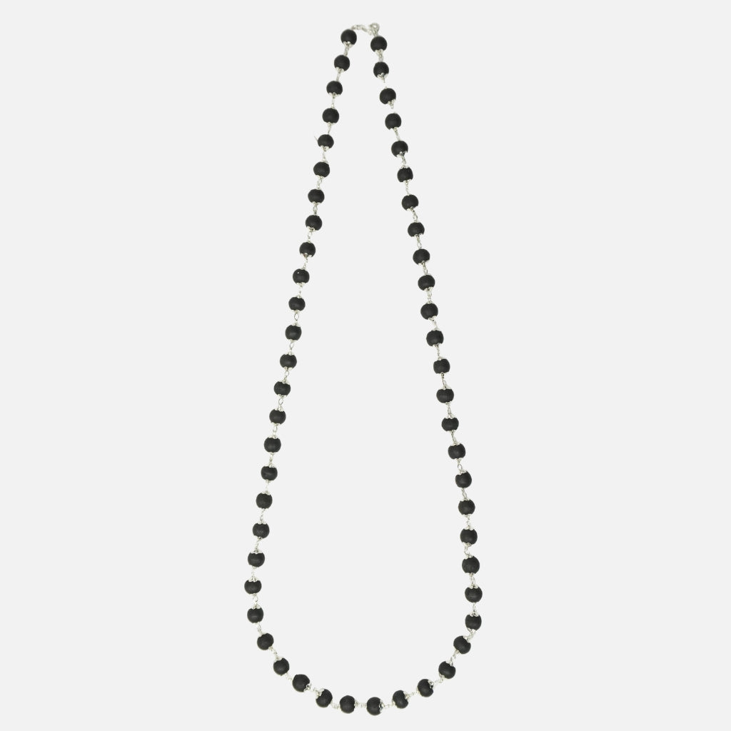 Divine Karungali Silver Plated Necklace – Protection, Purity & Strength