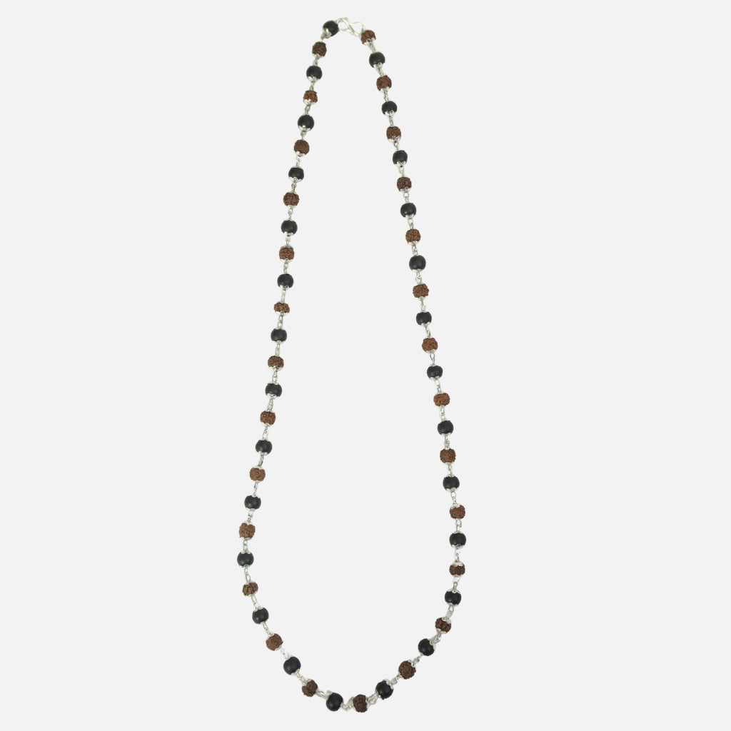 Silver Plated Divya Rudraksha Karungali Mala : Protection, Purity & Strength