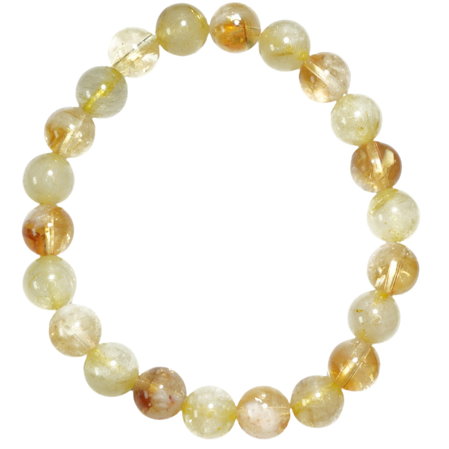 Golden Bliss Citrine and Rutile Bracelet - Round Beads