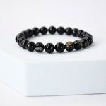 Black Tourmaline Bracelet: Protection - Round Beads 8mm