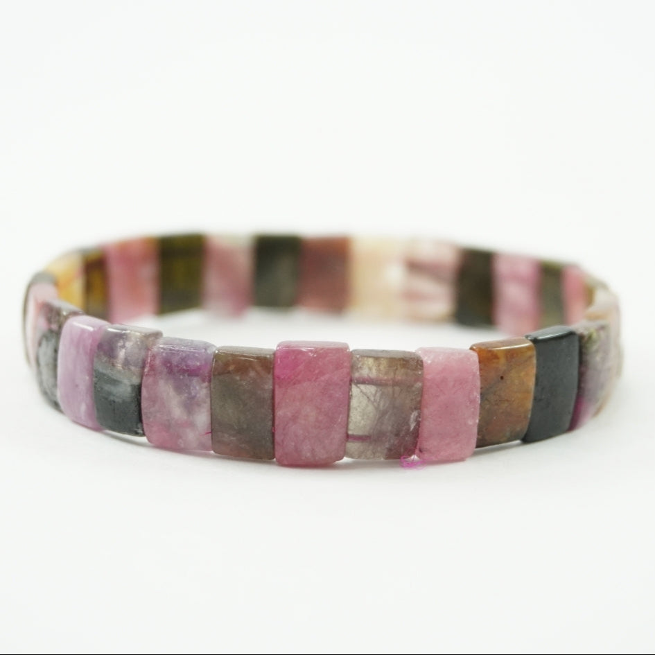 Tourmaline Multicolored Bracelet: Square Beads