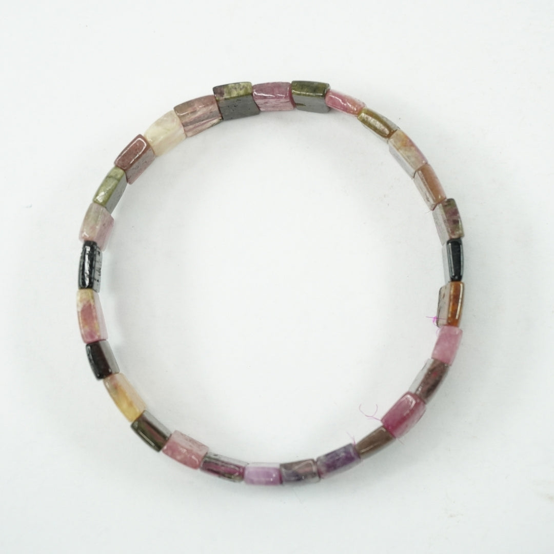 Tourmaline Multicolored Bracelet: Square Beads