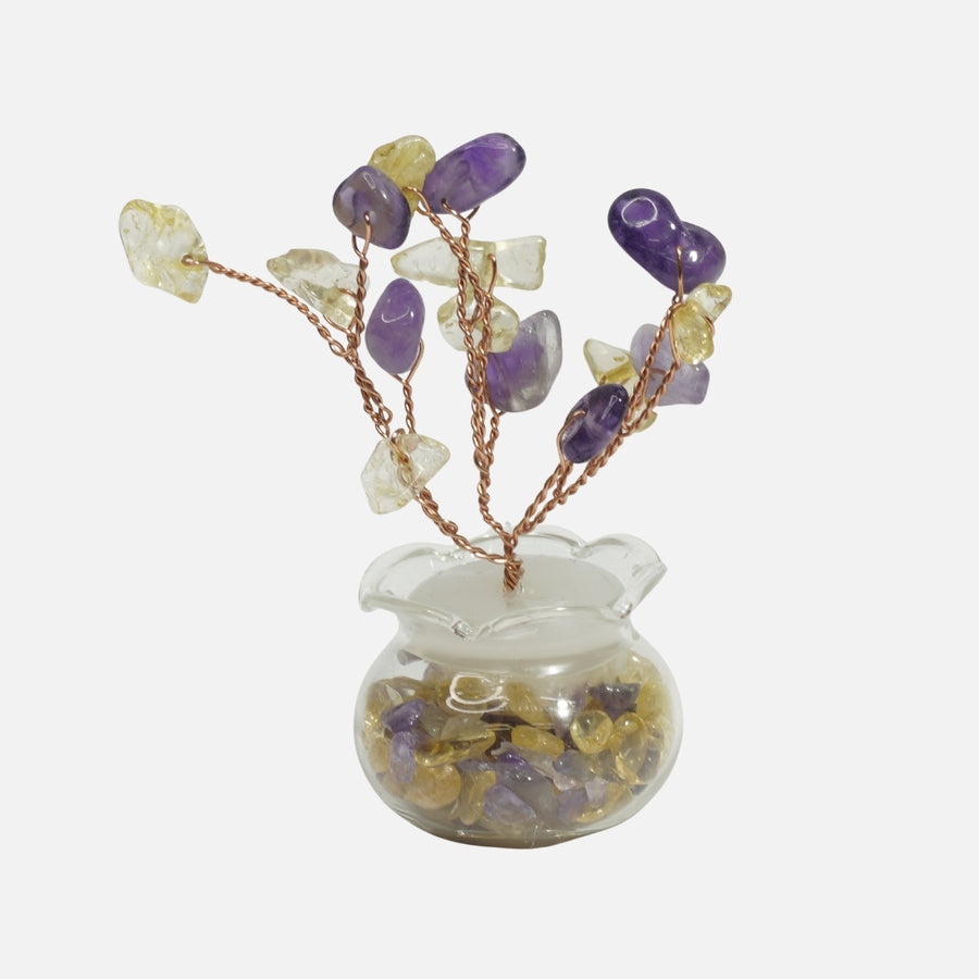 Amethyst and Citrine Crystal Tree - Gravel Vase Base