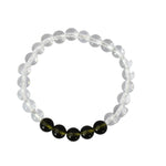 Phenakite and Moldavite Bracelet: Meditation Awareness - Round Beads 8mm