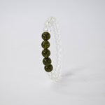 Phenakite and Moldavite Bracelet: Meditation Awareness - Round Beads 8mm