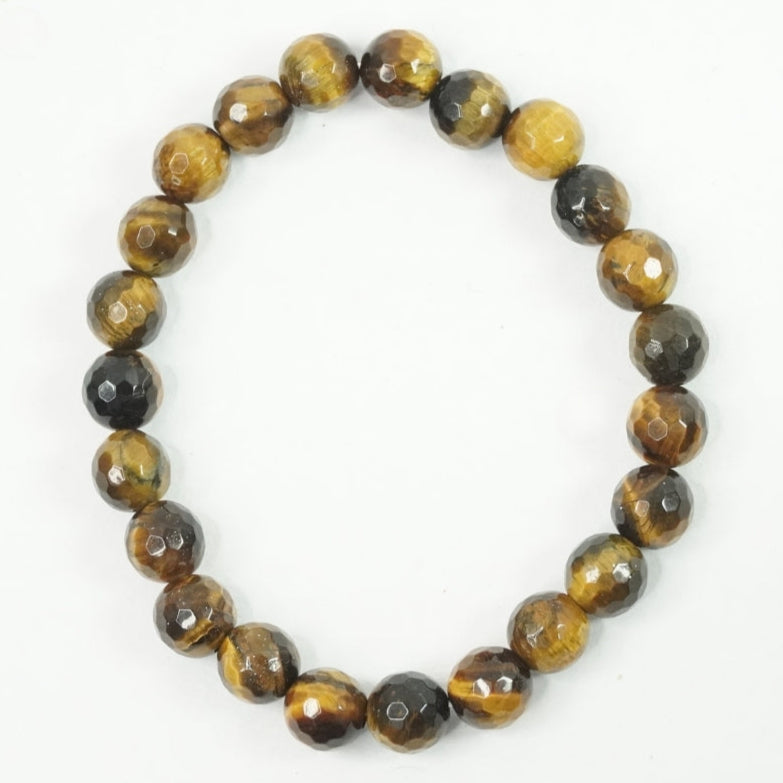 Tiger's Eye Bracelet: Boosts Self Confidence - Round Cut Beads 8mm