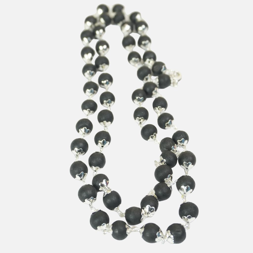 Divine Karungali Silver Plated Necklace – Protection, Purity & Strength