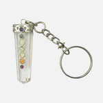 Load image into Gallery viewer, 7 Chakra Clear Quartz Keychain – Energy Harmony &amp; Daily Peace
