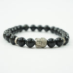 Load image into Gallery viewer, Black Obsidian Bracelet: Removes Negativity - with Buddha Face
