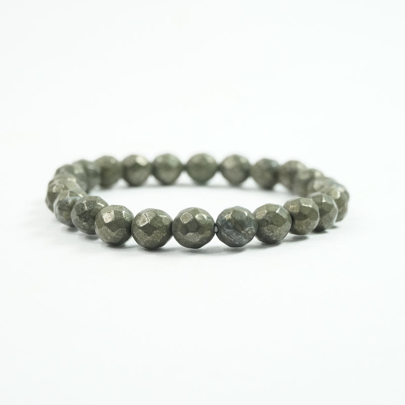 Pyrite Bracelet: Overcome Trauma - Round Cut Beads 8mm