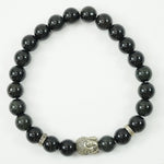 Load image into Gallery viewer, Black Obsidian Bracelet: Removes Negativity - with Buddha Face
