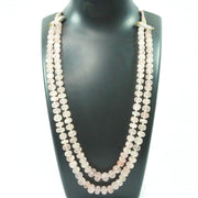 Rose Quartz Necklace: with Pearls Oval Beads 2 Layer