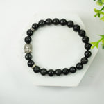 Load image into Gallery viewer, Black Obsidian Bracelet: Removes Negativity - with Buddha Face
