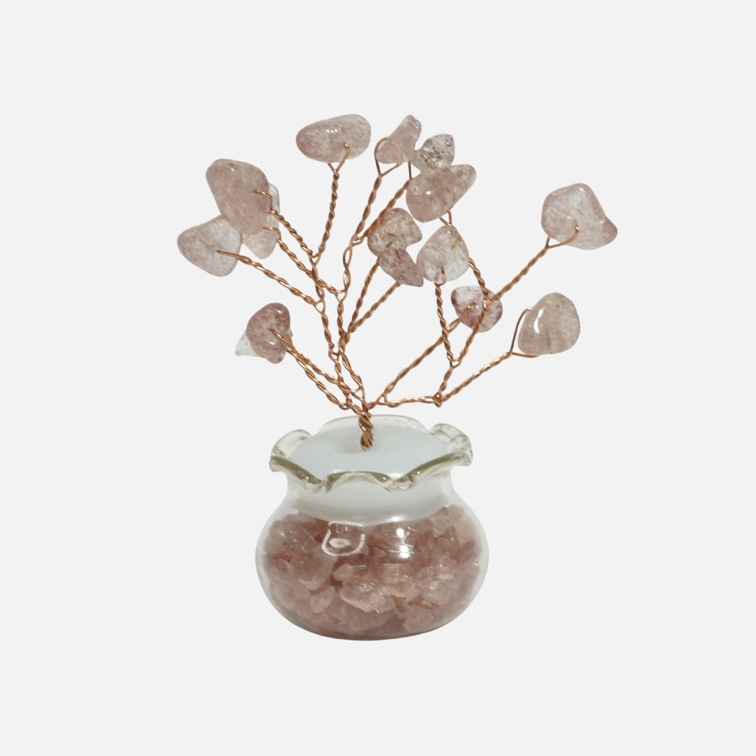 Strawberry Quartz Crystal Tree (Gravel Vase): Love & Joy