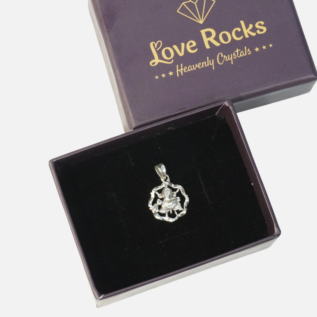 Ganesha Silver Pendant : Flower