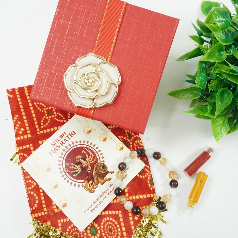 Navratri Gift Box: Citrine, Garnet and Rainbow Moonstone Bracelet