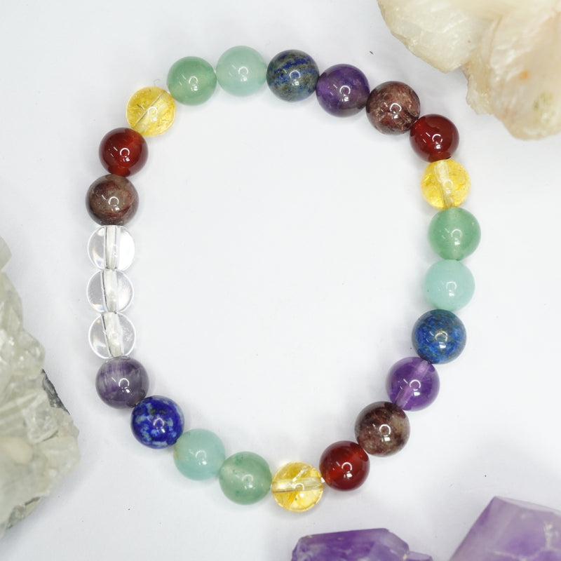 7 Chakras Bracelet - Round Beads 8mm