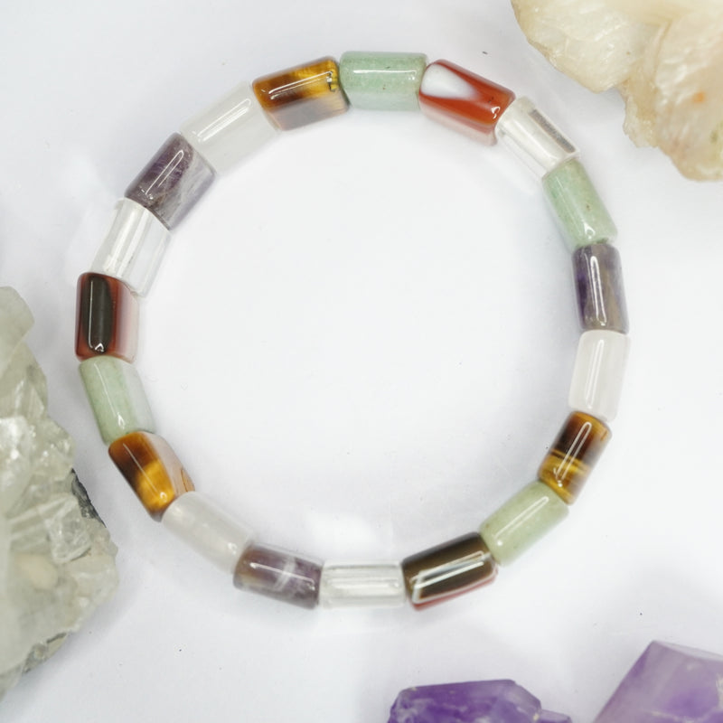 7 Chakras Bracelet: Square Beads