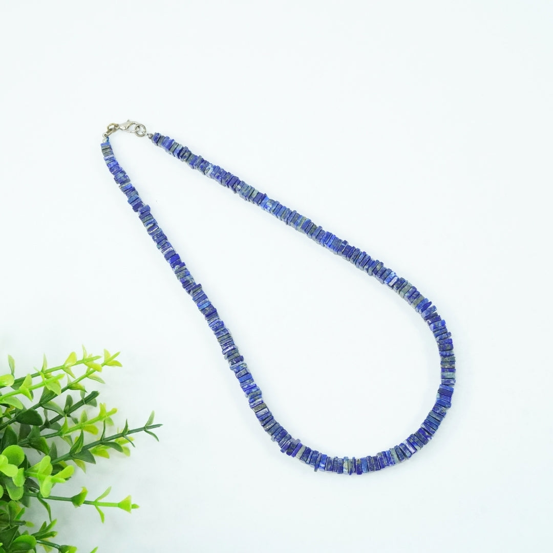 Lapis Lazuli Necklace: Square Chip Cut Beads