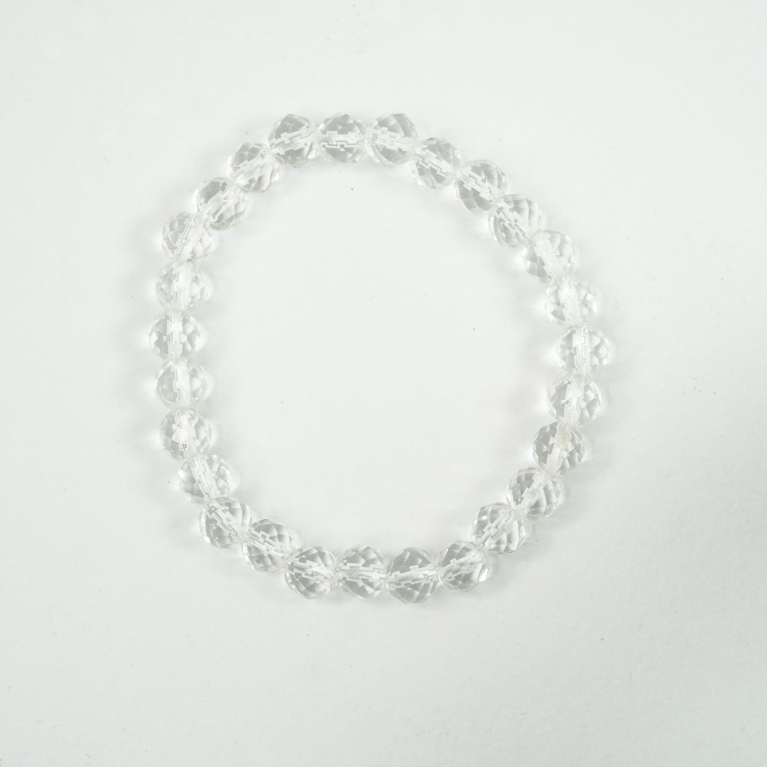 Clear Quartz (Spatika) Bracelet: Spiritual Awareness - Round Cut 8mm